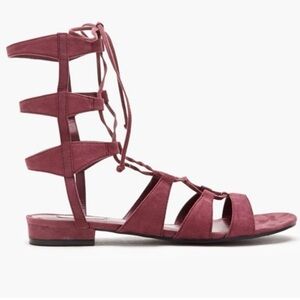 New Gladiator sandals lace up faux suede shoes flats strappy sandals caged shoes